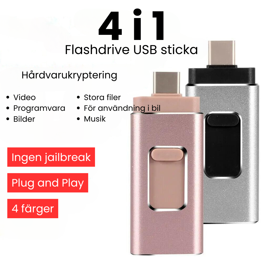 4 i 1 Flashdrive - Passar alla enheter